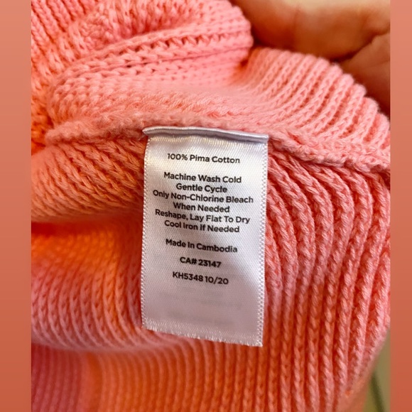 Talbots Mixed Knit Shaker Stitch Pink Cotton Sweater - Picture 5 of 6